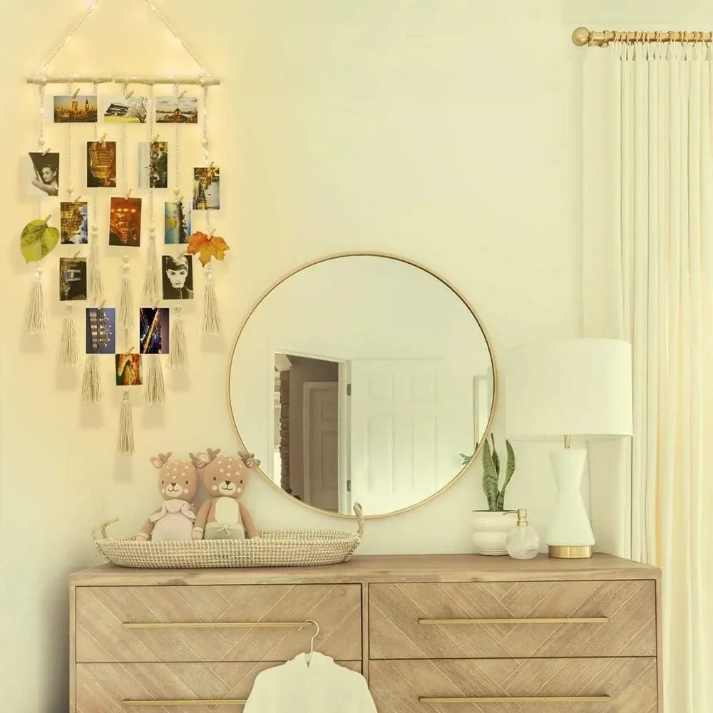 Homecor Macrame Photo Boho Style Display with Lights